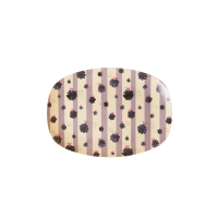 Blackberry Beauty Print Small Rectangular Melamine Plate By Rice DK